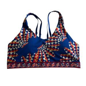 Adidas Farm Rio sports bra blue geometric strappy‎ Y2K activewear festival 3XL